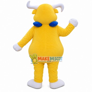 Flying High Yellow Cattle With Pillow Mascot Costume Flying High Yellow Cattle With Pillow Mascot Costume