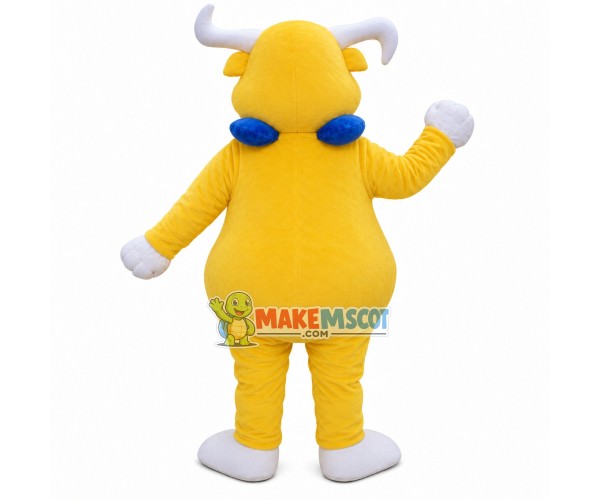 Flying High Yellow Cattle With Pillow Mascot Costume Flying High Yellow Cattle With Pillow Mascot Costume
