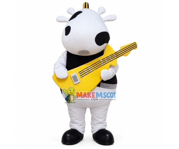 Musical Cow Playing Electric Guitar Mascot Costume Musical Cow Playing Electric Guitar Mascot Costume