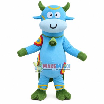 Colored Calf With Green Bell Mascot Costume