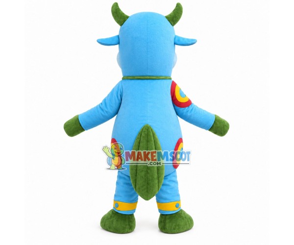 Colored Calf With Green Bell Mascot Costume Colored Calf With Green Bell Mascot Costume