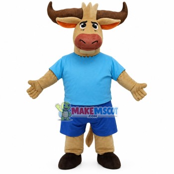 Hard-working Buffalo With Powerful Horns Mascot Costume Hard-working Buffalo With Powerful Horns Mascot Costume
