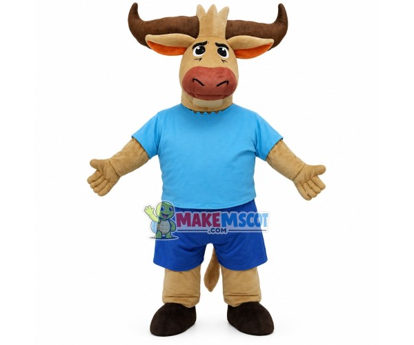 Hard-working Buffalo With Powerful Horns Mascot Costume Hard-working Buffalo With Powerful Horns Mascot Costume