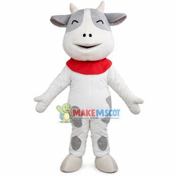 Light Gray Cow With Smile Face Mascot Costume Light Gray Cow With Smile Face Mascot Costume
