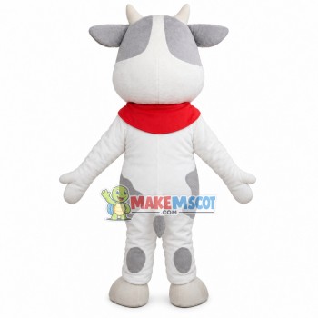 Light Gray Cow With Smile Face Mascot Costume Light Gray Cow With Smile Face Mascot Costume