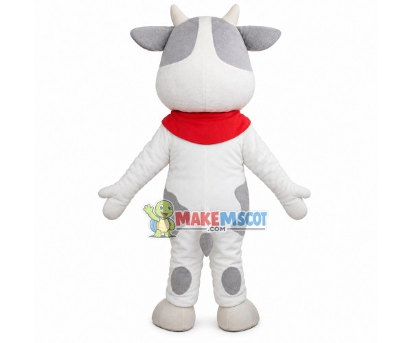 Light Gray Cow With Smile Face Mascot Costume Light Gray Cow With Smile Face Mascot Costume