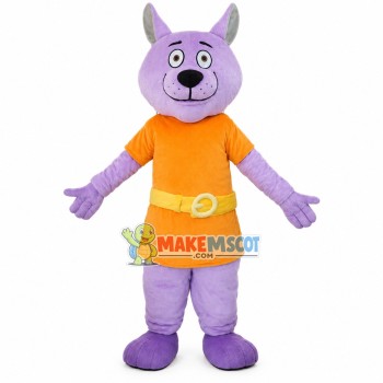 Violet Dog With Tunic Top Mascot Costume Violet Dog With Tunic Top Mascot Costume