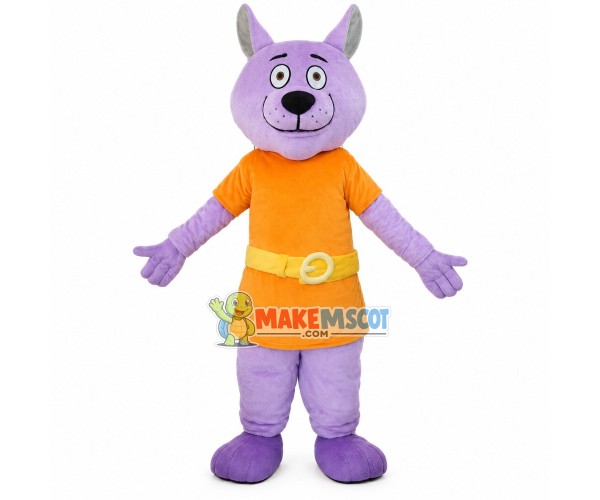 Violet Dog With Tunic Top Mascot Costume Violet Dog With Tunic Top Mascot Costume
