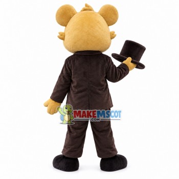 Polite Dog In The Brown Dinner Suit Mascot Costume Polite Dog In The Brown Dinner Suit Mascot Costume