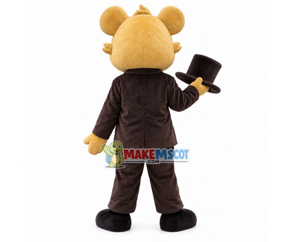 Polite Dog In The Brown Dinner Suit Mascot Costume Polite Dog In The Brown Dinner Suit Mascot Costume