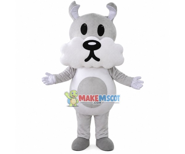 Adult Size Gray & White Dog Mascot Costume