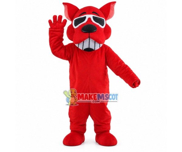 Hilarious Red Dog Wearing Sunglasses Mascot Costume Hilarious Red Dog Wearing Sunglasses Mascot Costume