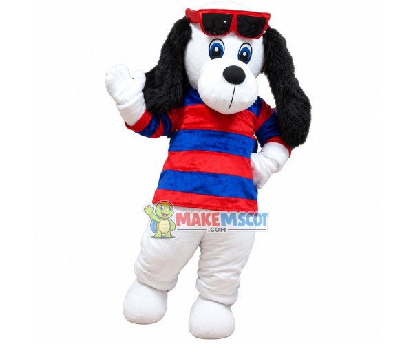 Handsome Big Ears White Dog Mascot Costume Handsome Big Ears White Dog Mascot Costume