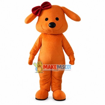Likable Smiling Orange Dog Mascot Costume Likable Smiling Orange Dog Mascot Costume