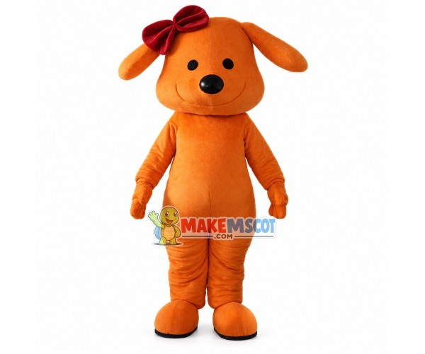 Likable Smiling Orange Dog Mascot Costume Likable Smiling Orange Dog Mascot Costume