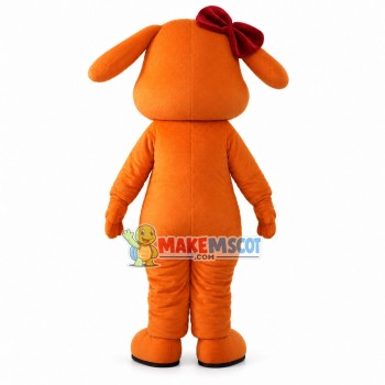 Likable Smiling Orange Dog Mascot Costume