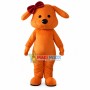 Likable Smiling Orange Dog Mascot Costume