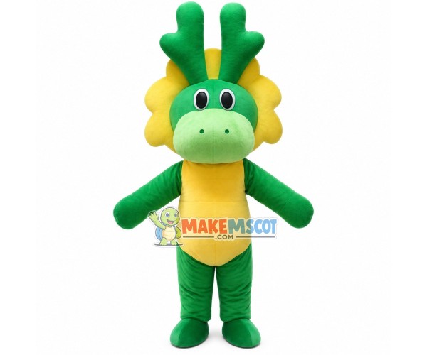 Green Dragon With Lmmature Horns Mascot Costume Green Dragon With Lmmature Horns Mascot Costume