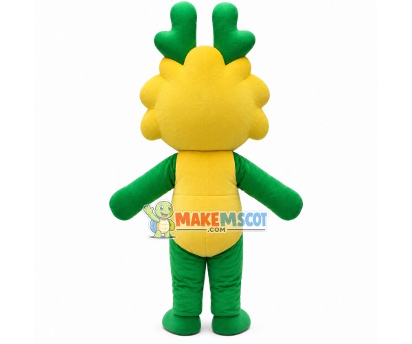 Green Dragon With Lmmature Horns Mascot Costume