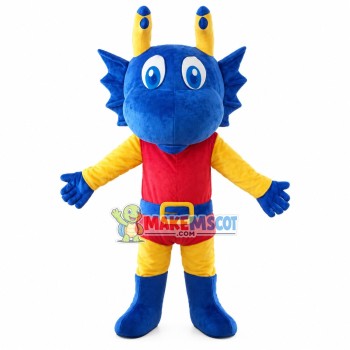 Adult Blue Dragon With Belt Mascot Costume Adult Blue Dragon With Belt Mascot Costume