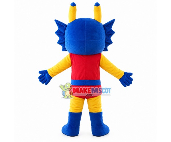 Adult Blue Dragon With Belt Mascot Costume Adult Blue Dragon With Belt Mascot Costume