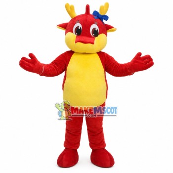 Soft Little Dragon With Ribbon Mascot Costume