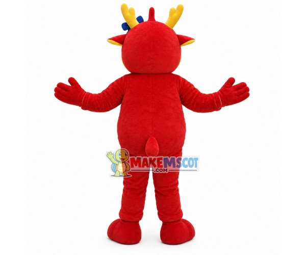 Soft Little Dragon With Ribbon Mascot Costume
