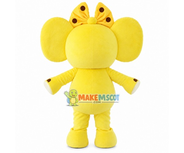 Bright Yellow Elephant With Hairpin Mascot Costume Bright Yellow Elephant With Hairpin Mascot Costume