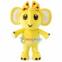 Bright Yellow Elephant With Hairpin Mascot Costume