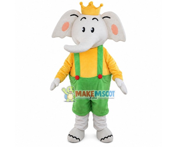 Elephant King For Dry Cleaners Mascot Costume