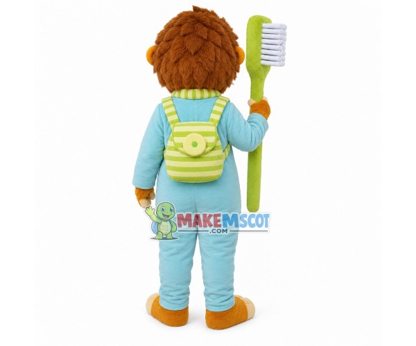 Cleaner Lion Holding Brush Mascot Costume Cleaner Lion Holding Brush Mascot Costume