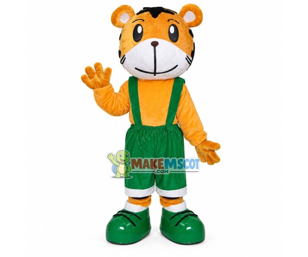Amiable Baby Tiger With Green Pants Mascot Costume Amiable Baby Tiger With Green Pants Mascot Costume