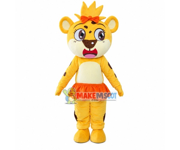 Baby Girl Tiger Wearing Skirt Mascot Costume Baby Girl Tiger Wearing Skirt Mascot Costume
