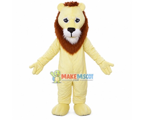Soft Beige Lion With Serious Face Mascot Costume Soft Beige Lion With Serious Face Mascot Costume