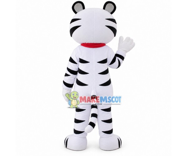 Lightweight White Tiger With Scarf Mascot Costume