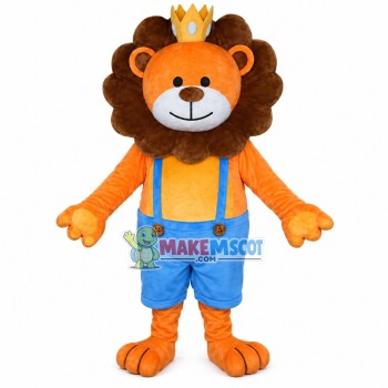 Lion Prince Wearing the Crown Mascot Costume Lion Prince Wearing the Crown Mascot Costume