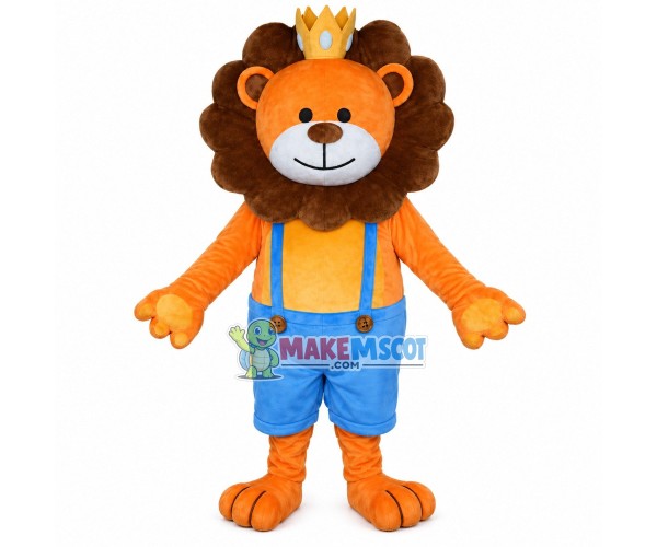 Lion Prince Wearing the Crown Mascot Costume Lion Prince Wearing the Crown Mascot Costume