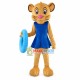 Slim Lion Wearing Blue Swimsuit Mascot Costume