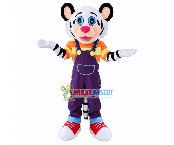 Lovely Blue-eyed White Tiger Mascot Costume Lovely Blue-eyed White Tiger Mascot Costume