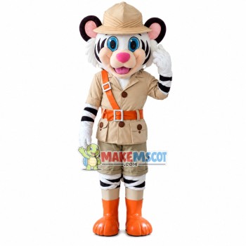 Outdoor Lifeguard White Tiger Mascot Costume