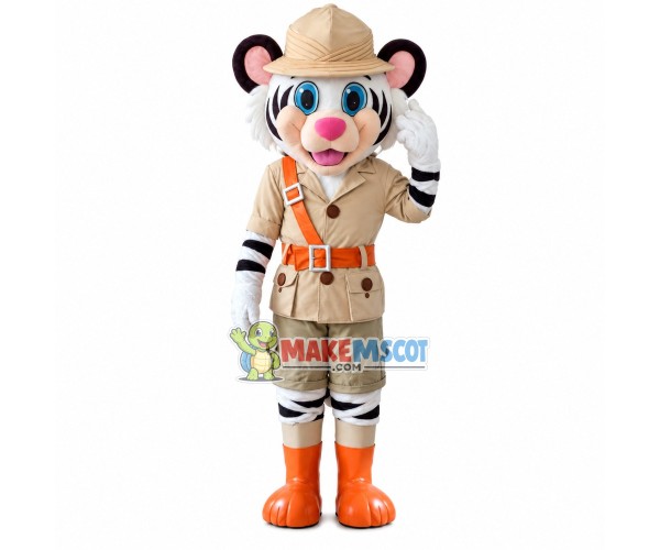Outdoor Lifeguard White Tiger Mascot Costume Outdoor Lifeguard White Tiger Mascot Costume