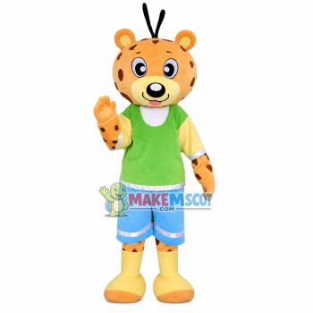 Cartoon Cute Leopard With Casual Suit Mascot Costume