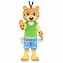 Cartoon Cute Leopard With Casual Suit Mascot Costume