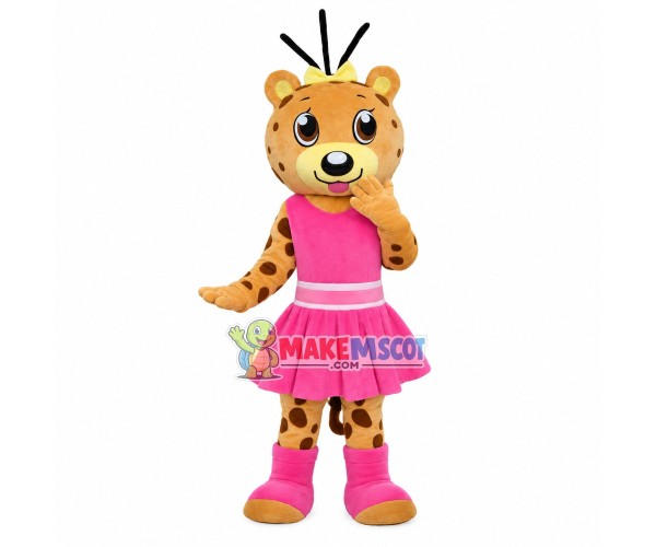 Cartoon Cute Leopard With Casual Suit Mascot Costume Cartoon Cute Leopard With Casual Suit Mascot Costume