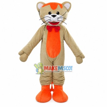 Gentle Khaki Tiger With Tie Mascot Costume