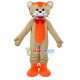 Gentle Khaki Tiger With Tie Mascot Costume Gentle Khaki Tiger With Tie Mascot Costume