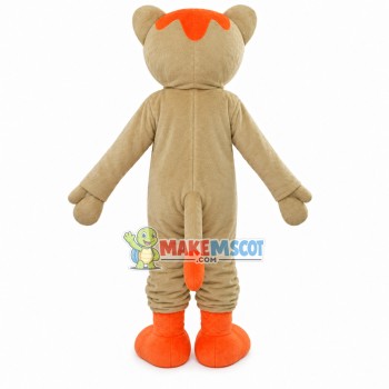 Gentle Khaki Tiger With Tie Mascot Costume Gentle Khaki Tiger With Tie Mascot Costume