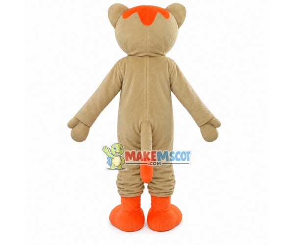 Gentle Khaki Tiger With Tie Mascot Costume Gentle Khaki Tiger With Tie Mascot Costume