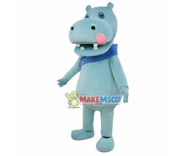 Light Blue Hippo Licking Mouth Mascot Costume Light Blue Hippo Licking Mouth Mascot Costume