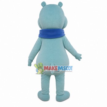 Light Blue Hippo Licking Mouth Mascot Costume